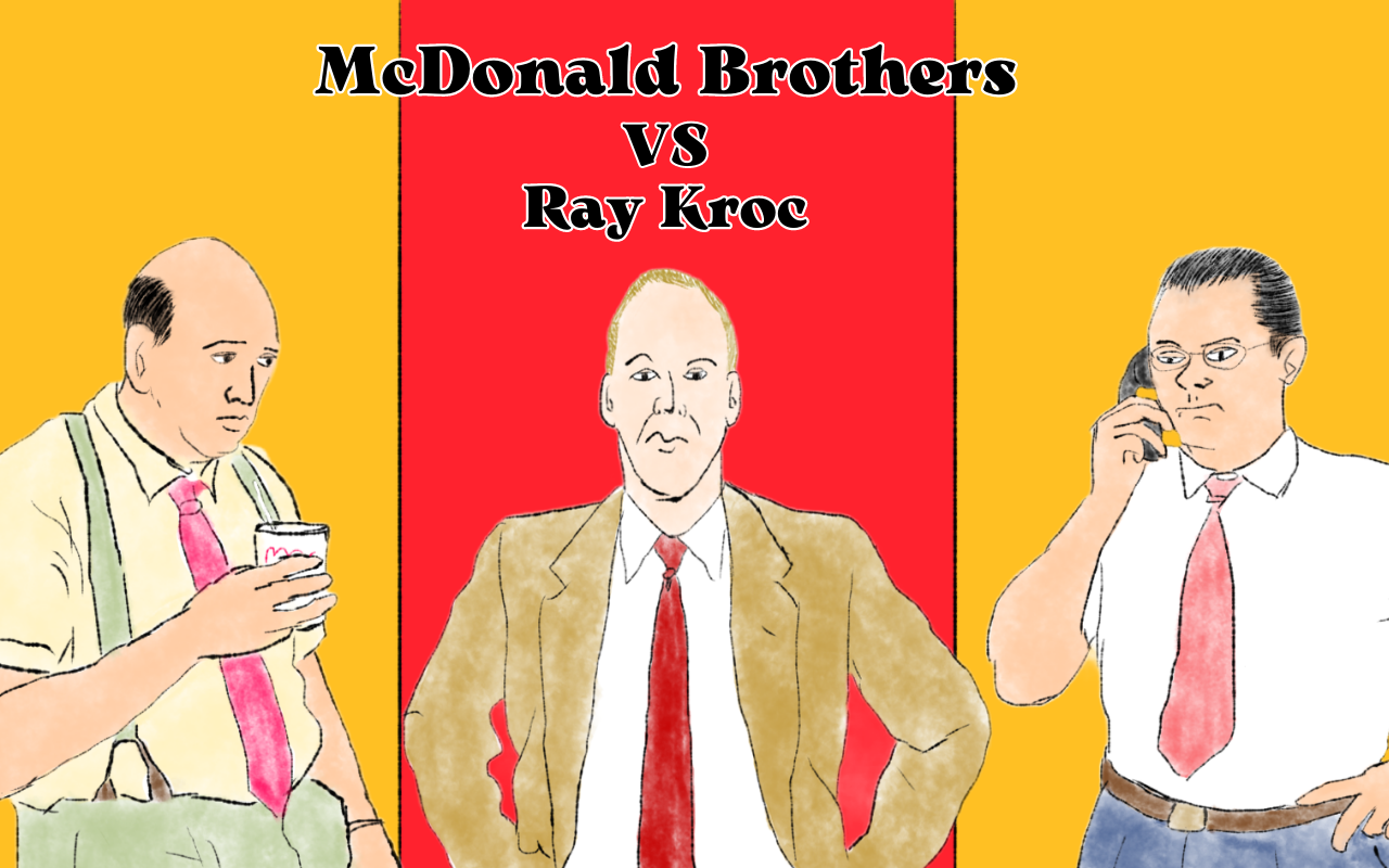 マクドナルド兄弟とレイ・クロックのイラスト